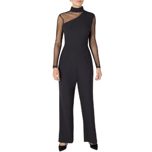 New ~  JULIA JORDAN ~ Long Sleeve Mesh Insert Jumpsuit 2 HOLIDAYS - Picture 1 of 7